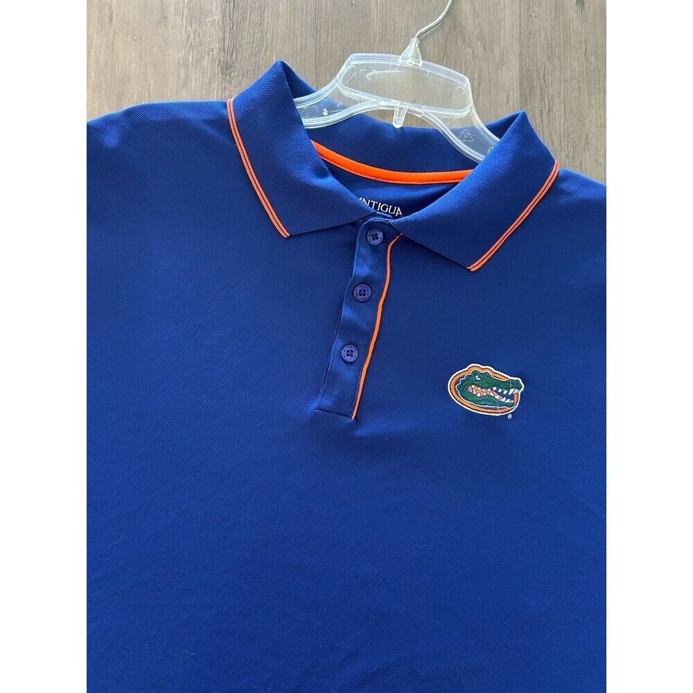 University of Florida Gators Polo Shirt Short Sleeve Men's XL Blue ANTIGUA